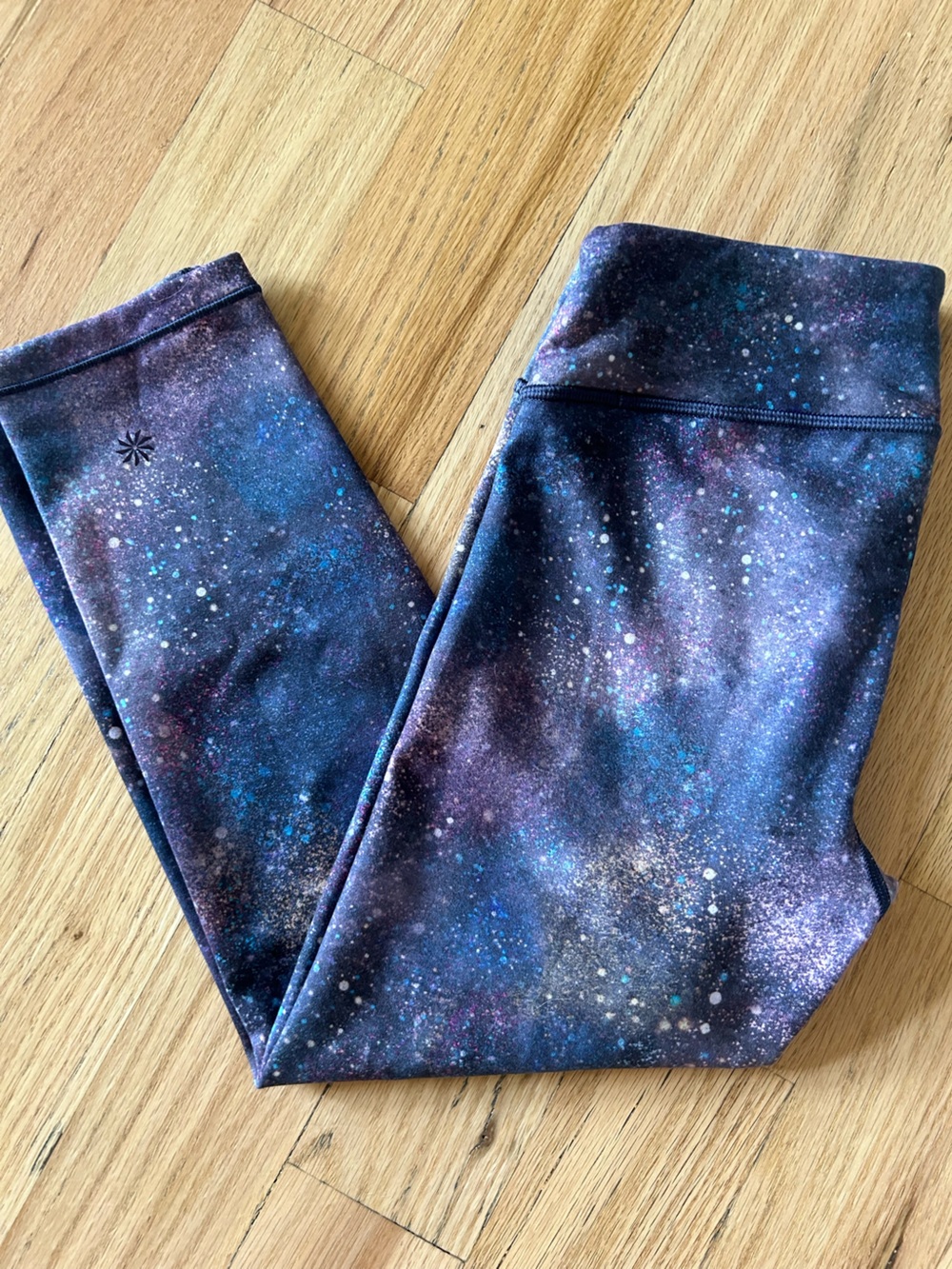 Athleta Galaxy Print Leggings in Blue and Purple